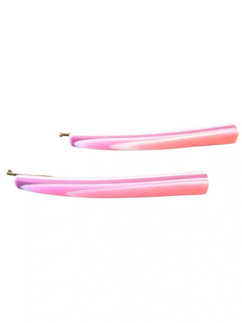 1970’s Vintage Pink & White Thick Plastic Bobby Pins, Retro Design